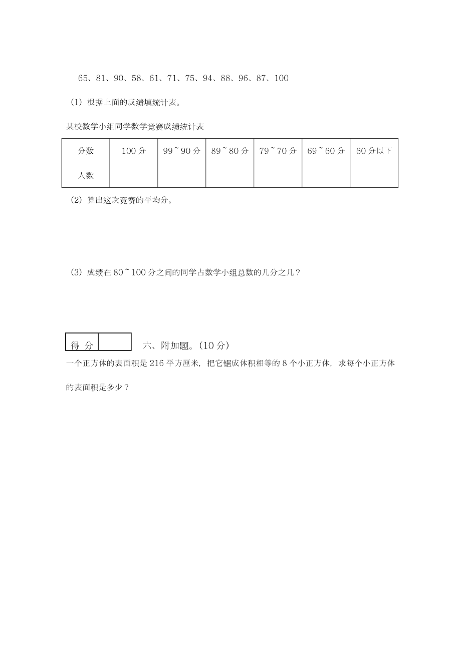 最新人教版五年级数学下册期末试题.doc