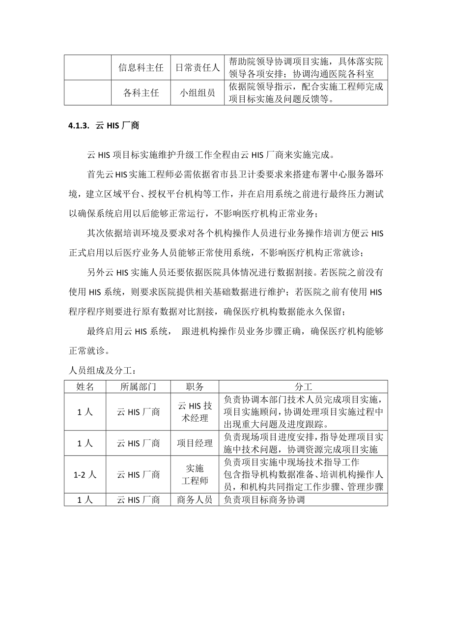 云HIS综合项目实施专题计划.doc