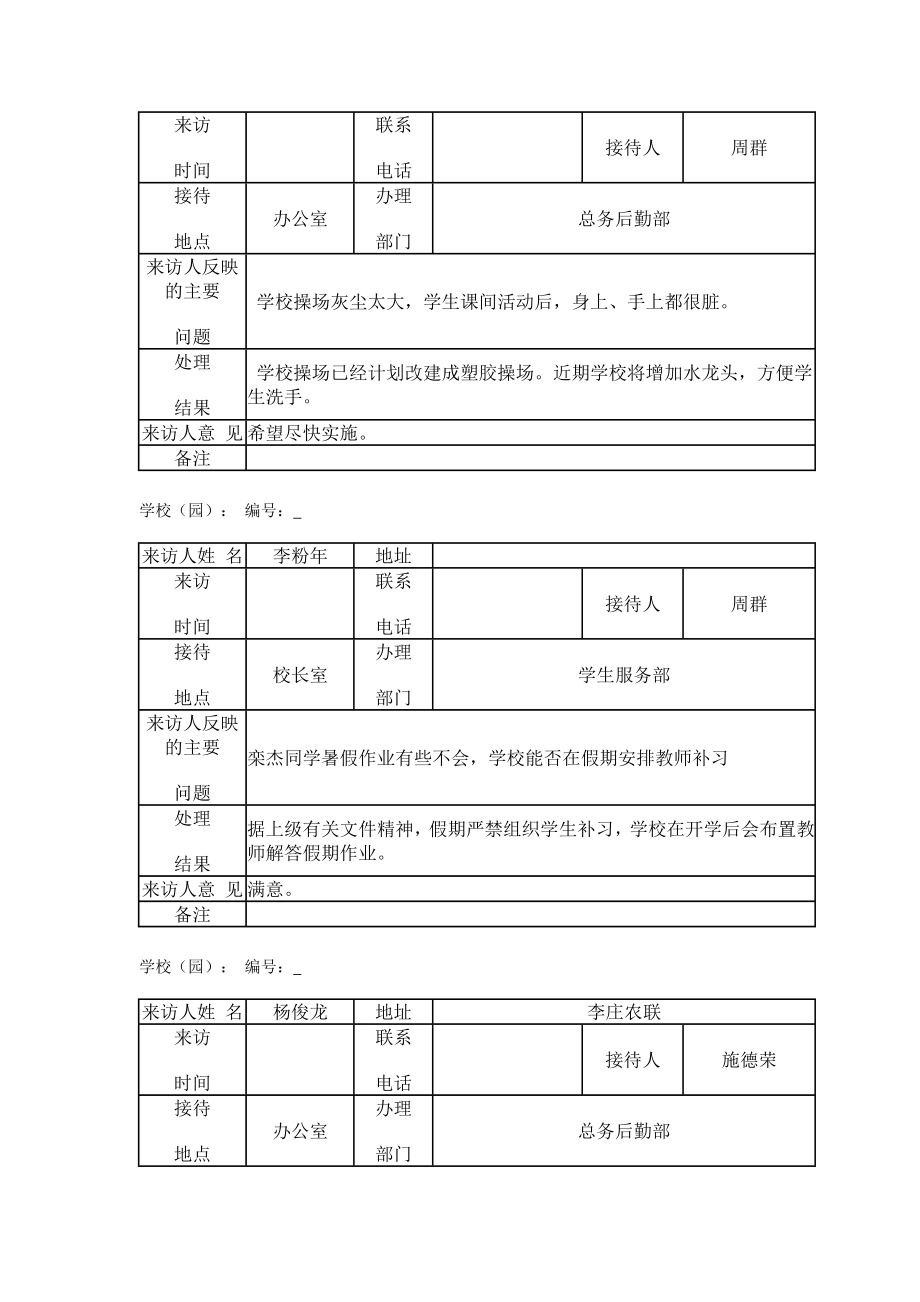 校长接待日登记记录.doc