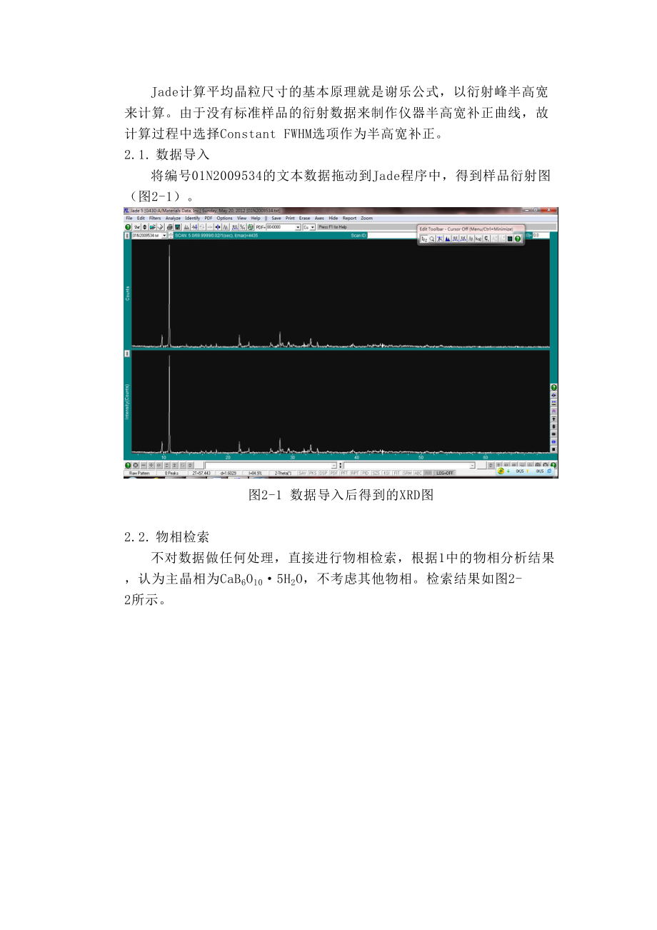 jade分析物相及晶胞参数和晶粒尺寸计算过程.doc