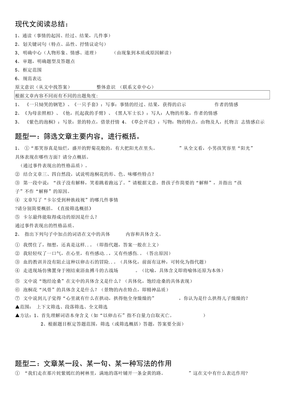 现代文复习阅读总结.doc