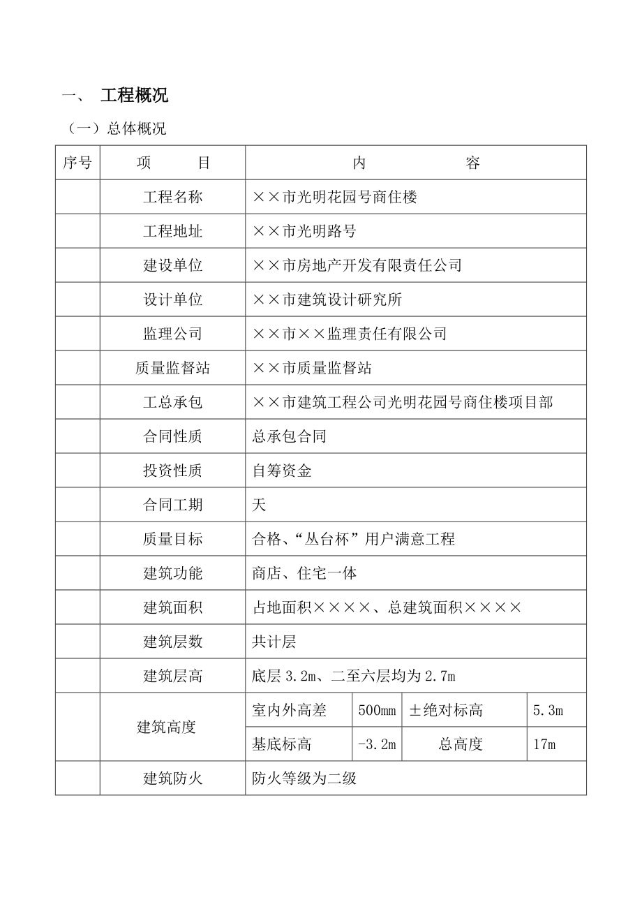 光明花园8号商住楼施工组织设计方案(64页).doc