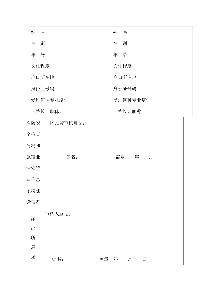 贵州省旅馆业特种行业许可证审批表.doc