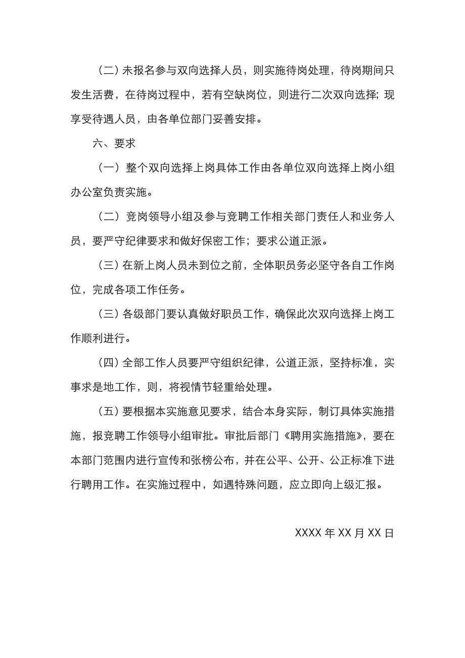 版员工双向选择竞聘上岗实施专业方案.doc