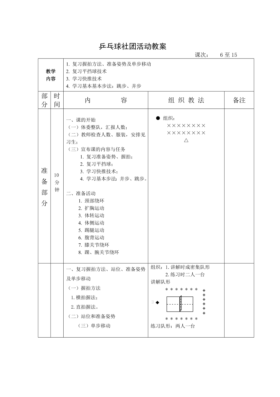 乒乓球社团活动教案.doc