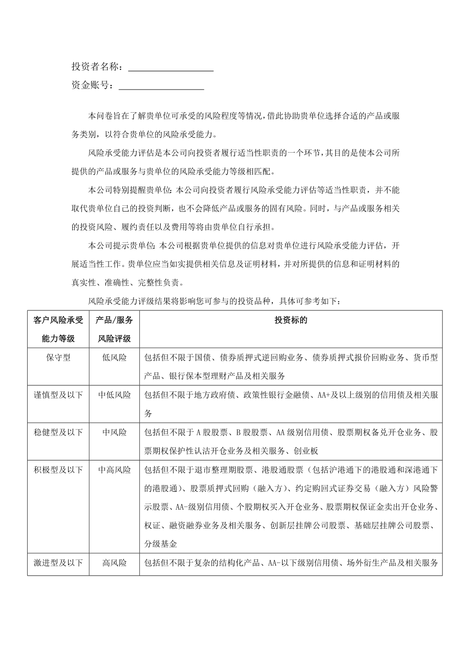 开户风险测评建议答案开户风险测评.doc