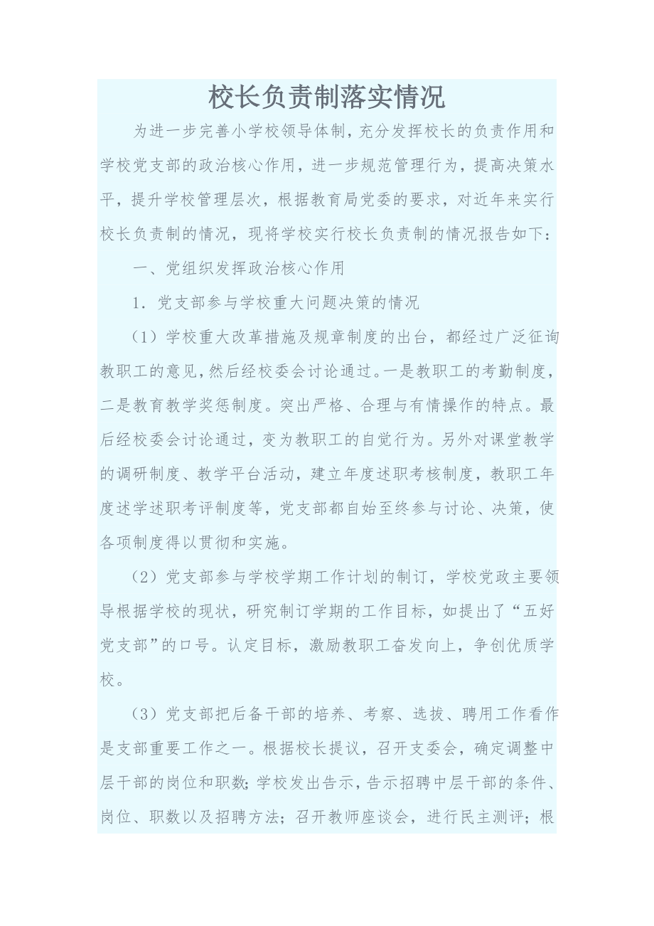 校长负责制落实情况.doc