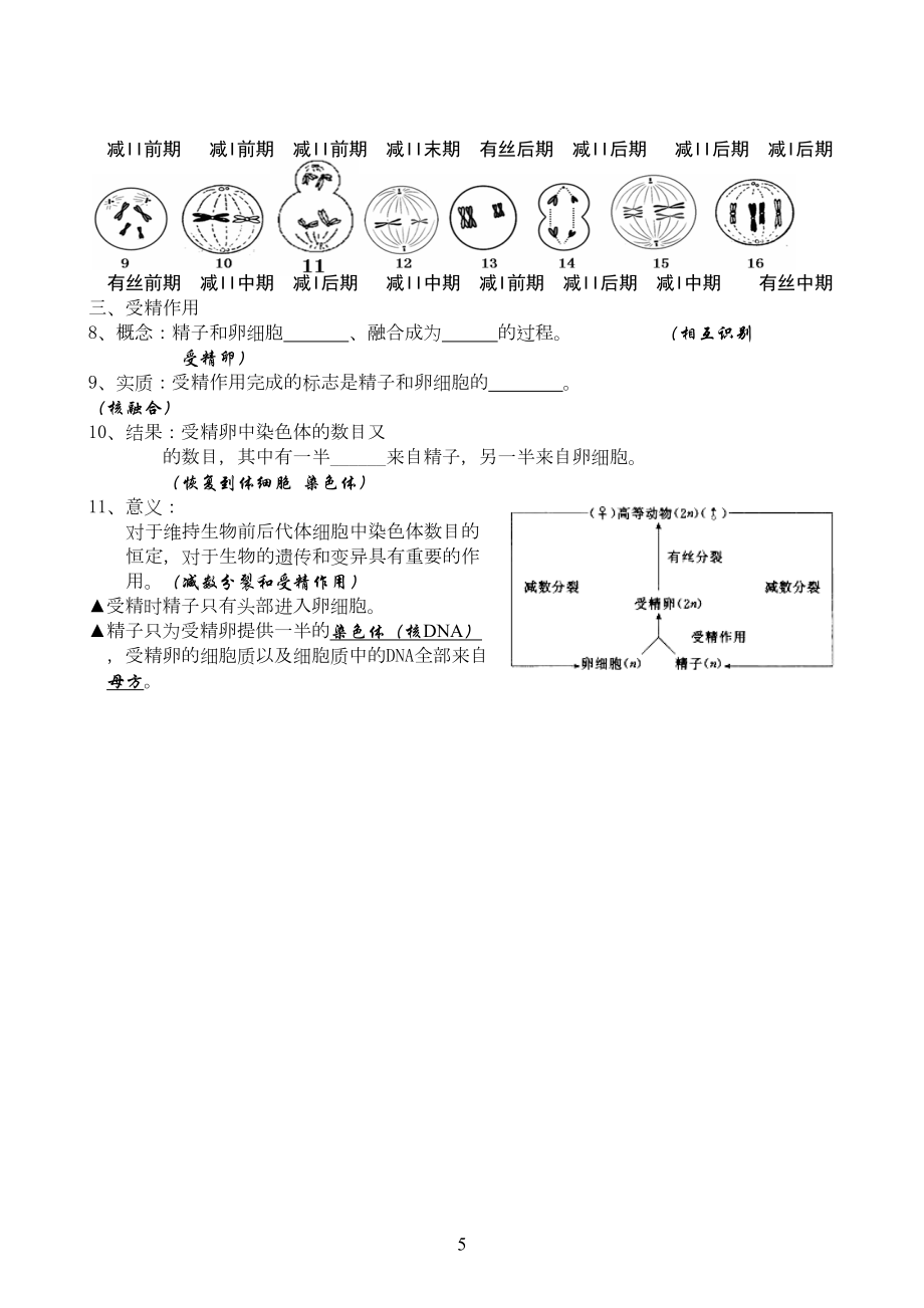 生物必修二知识填空(含答案).doc