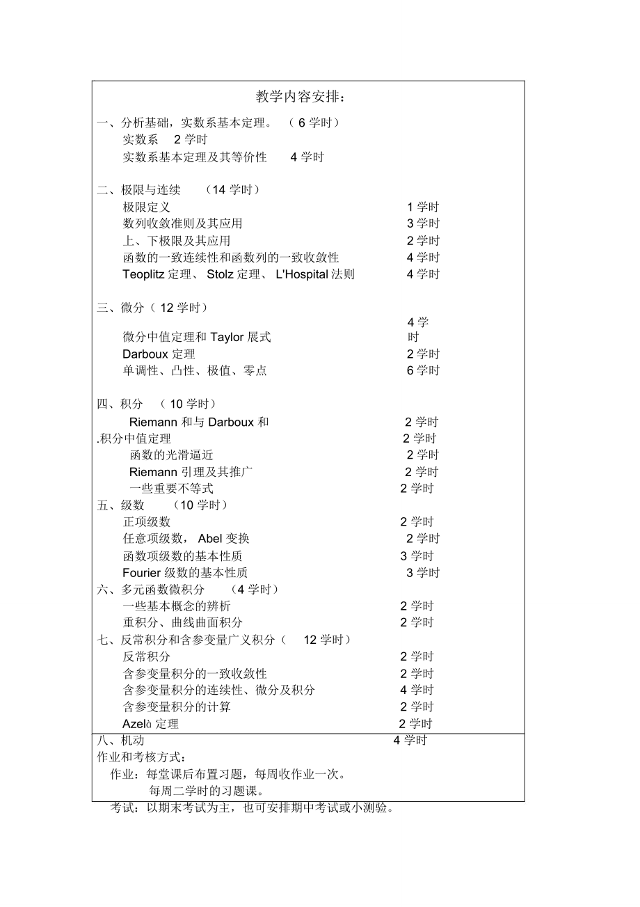 《数学分析原理》教学大纲.doc