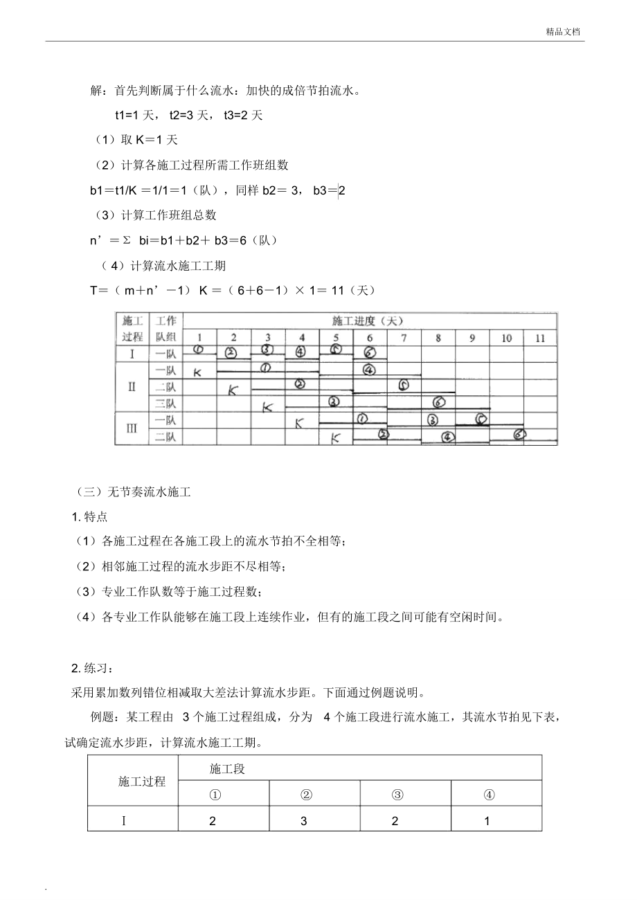 流水施工、网络计划典型例题.doc