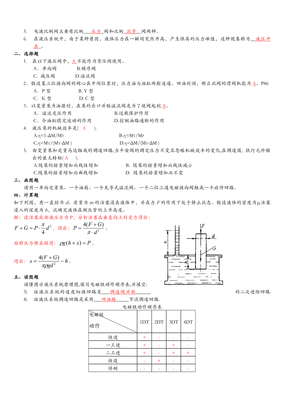 流体传动考试试题库.doc