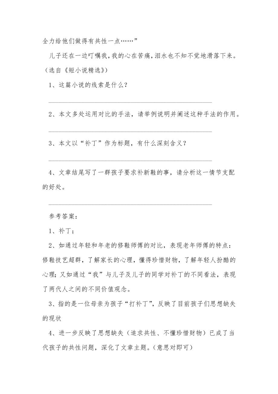 补丁现代文阅读答案.doc