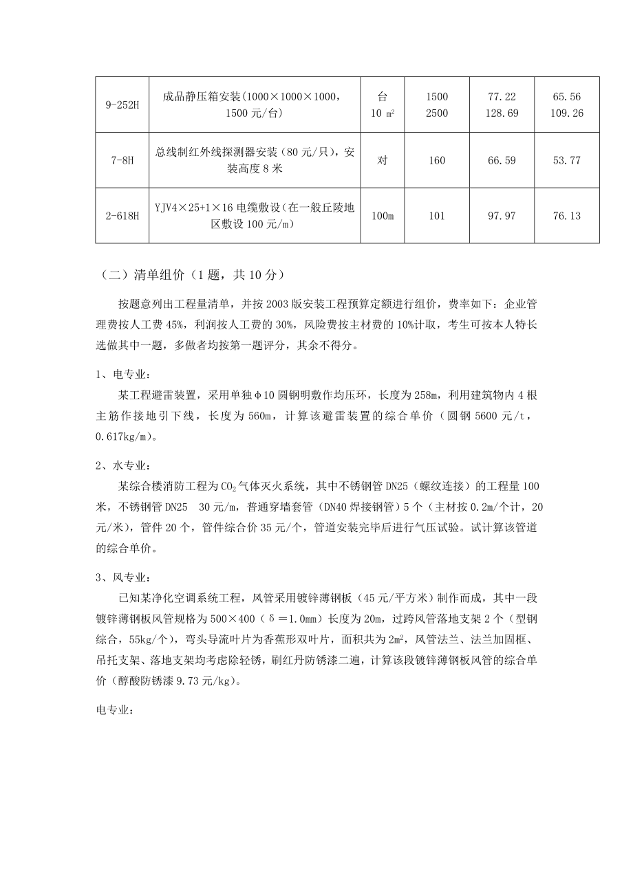 浙江省安装造价员计价考试真题及答案.doc