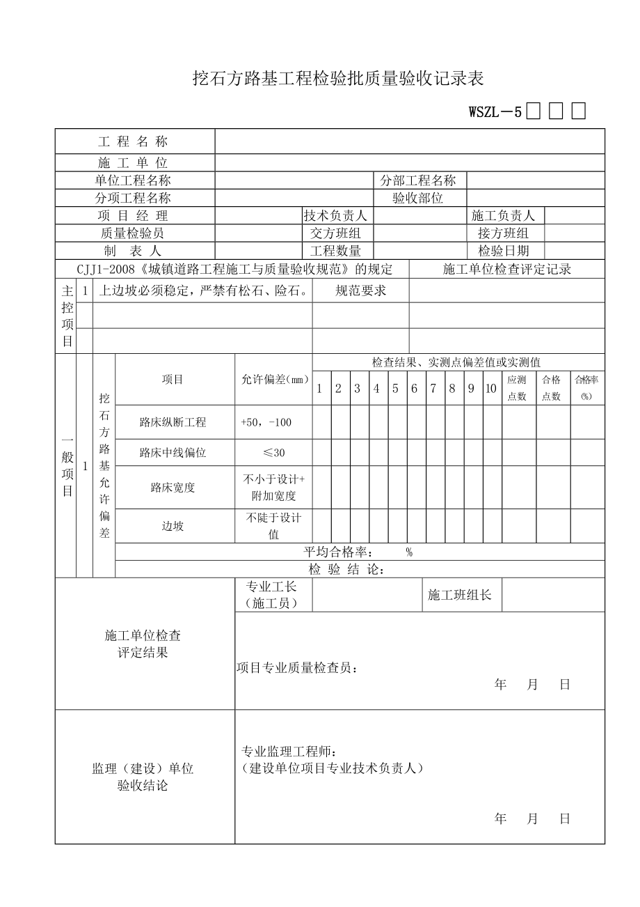 XXXX市政工程新验收规范市政道路表总表.doc