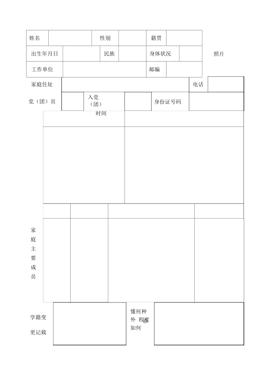 中国计量学院毕业生登记表.doc