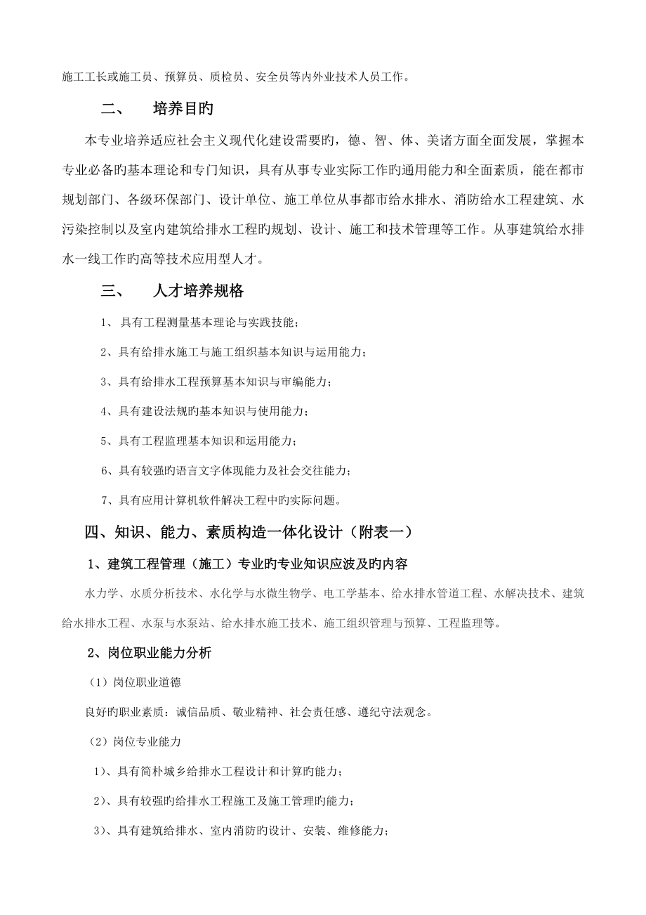 给排水工程技术专业人才培养方案.doc