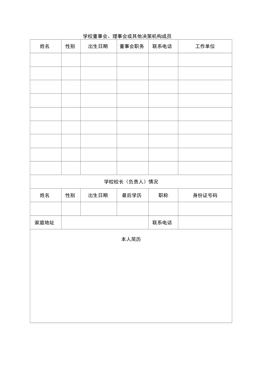 民办学校办学许可证换证登记表.doc