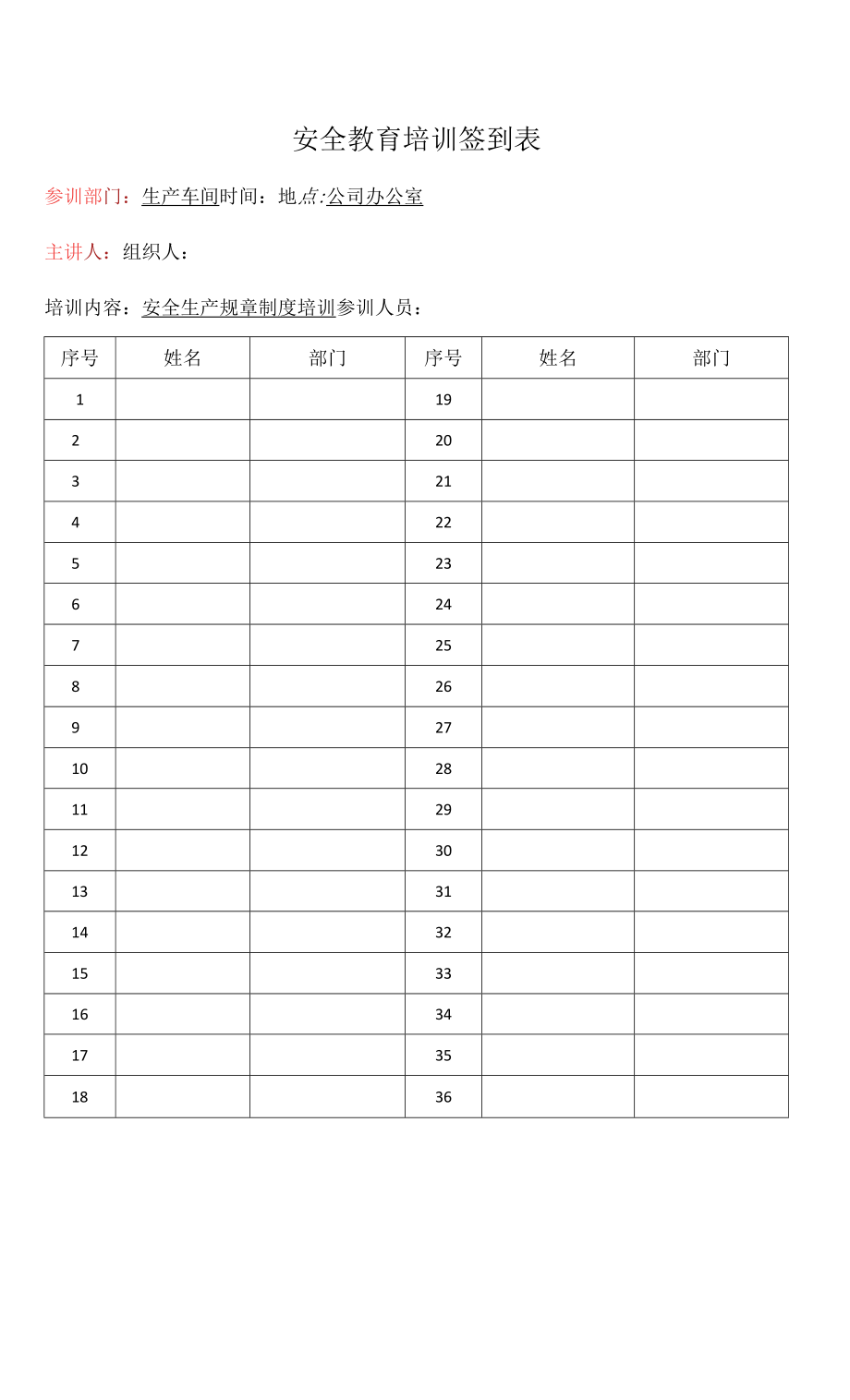 安全生产管理制度培训记录.doc