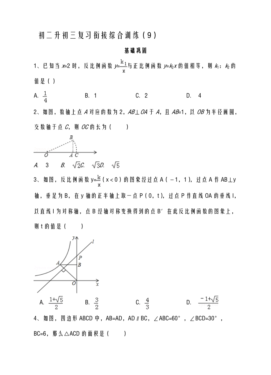 数学初二升初三9.doc