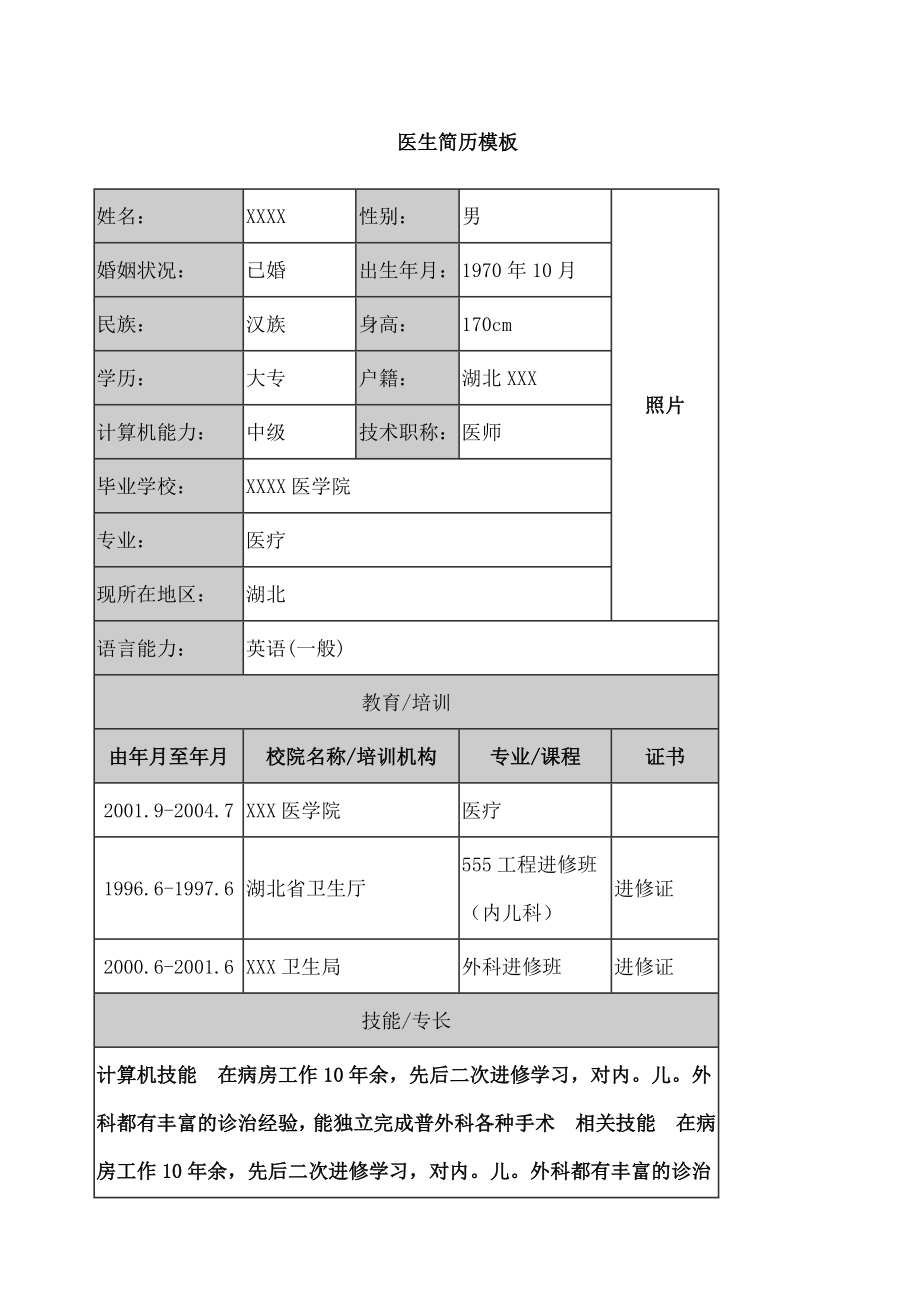 医生求职简历.doc