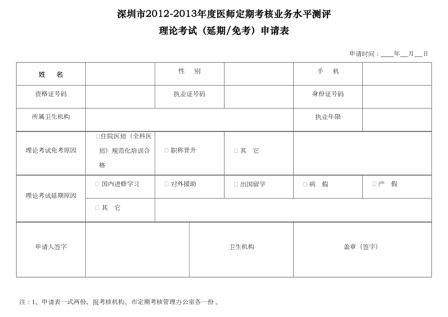 医师定期考核申请表.doc