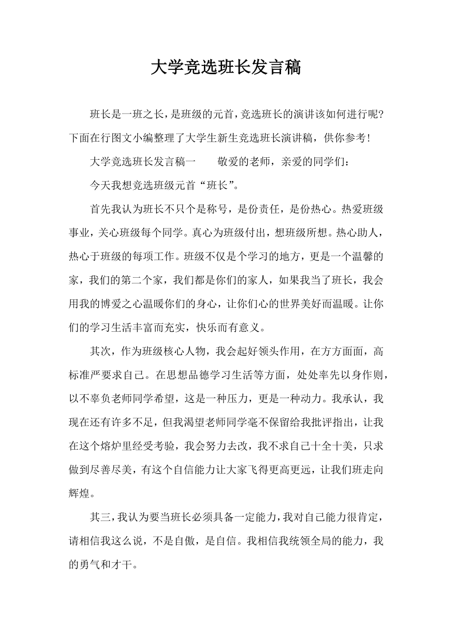 大学竞选班长发言稿.doc