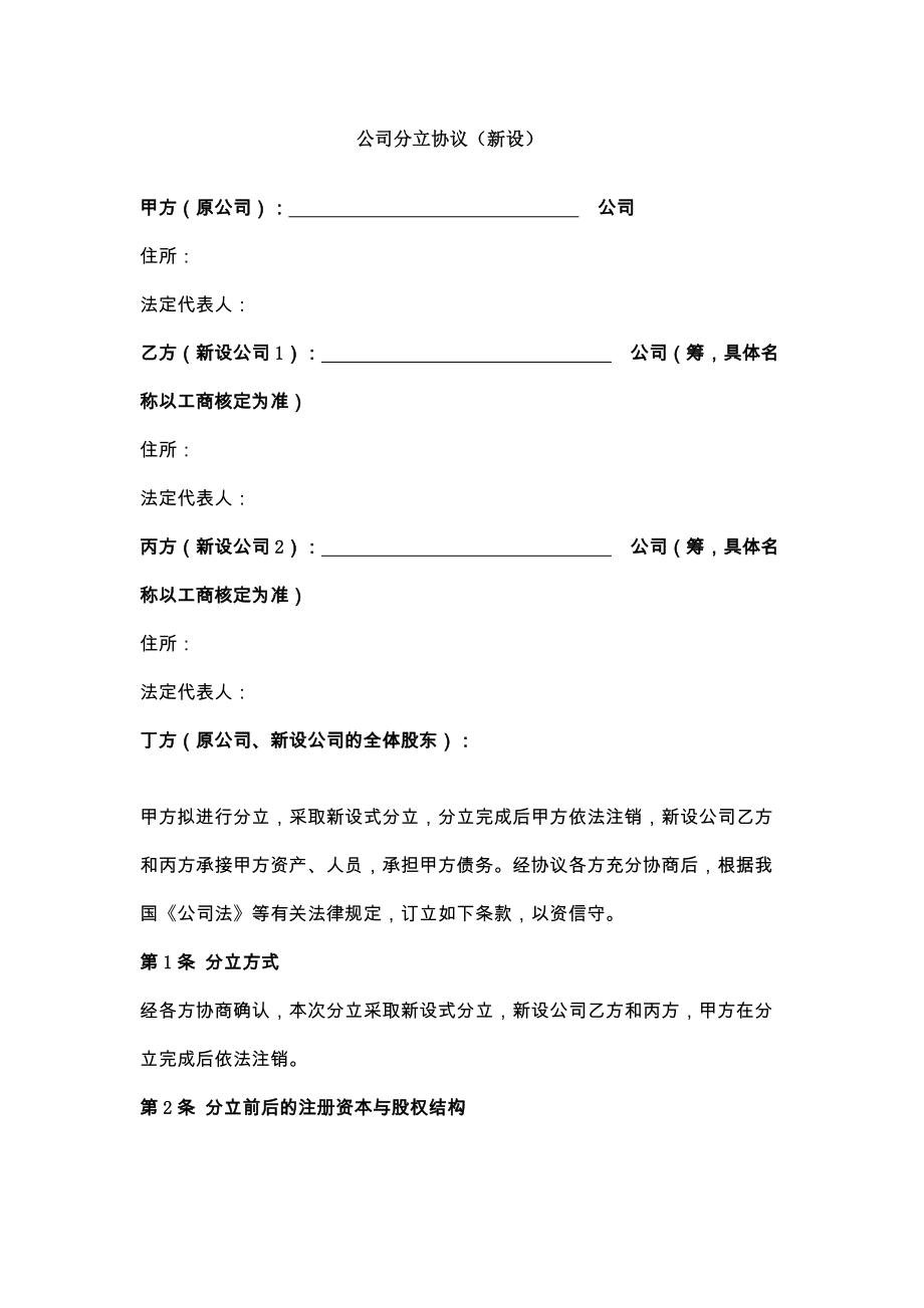 新公司分立协议新设.doc