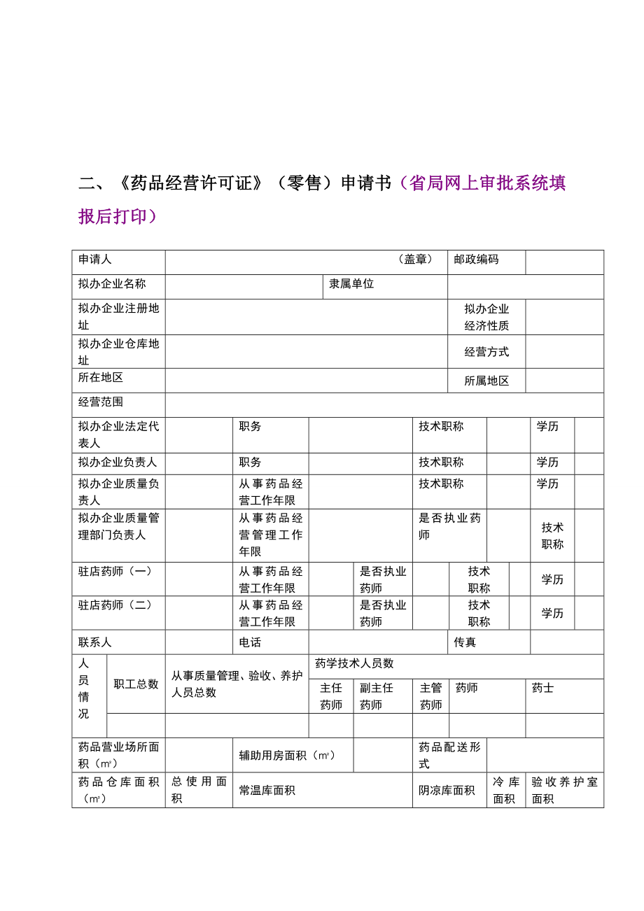 药店连锁总公司筹建材料模板.doc