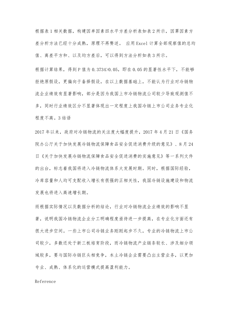 行业与冷链物流公司绩效.doc