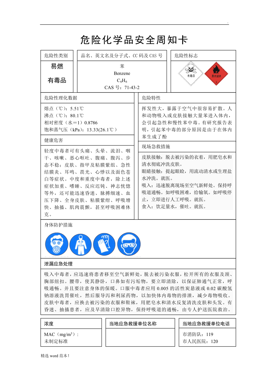 医院危化品安全周知卡.doc