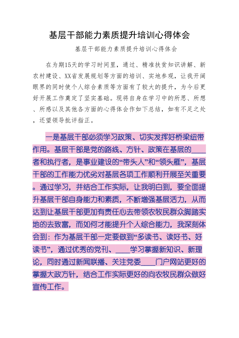 基层干部能力素质提升培训心得体会整理.doc